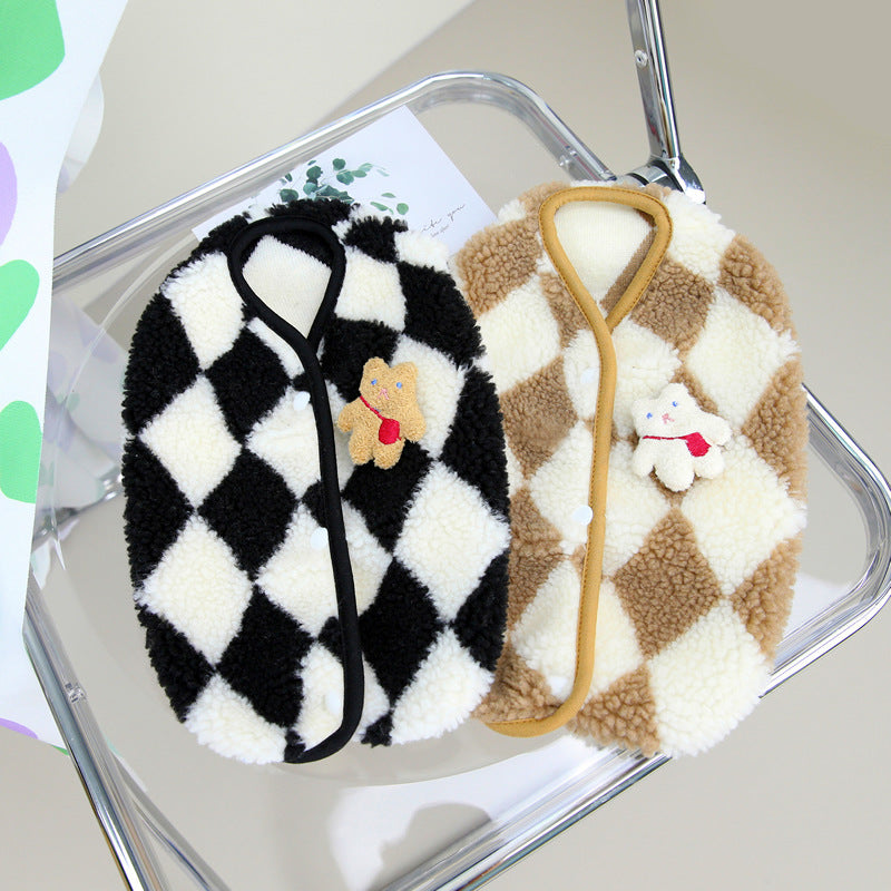 Pet Diamond Lattice Velvet Coat