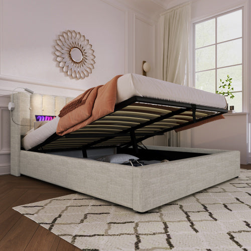 Linen Storage Space Bed Frame With Mattress  Size 160cmx200cm