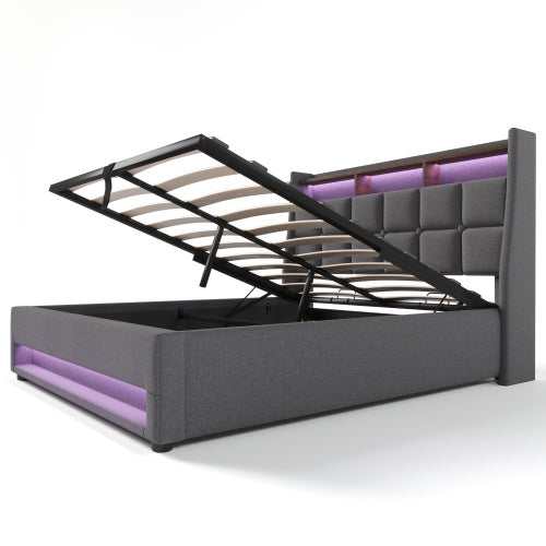 A Metal Bed Frame Made Of Linen Material
