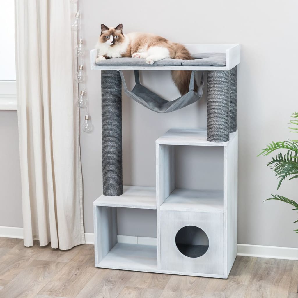 Scratching Post with Shelf Function 72x38x110 cm Grey
