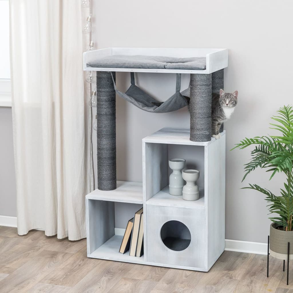 Scratching Post with Shelf Function 72x38x110 cm Grey