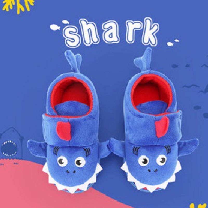 Cute Children's Home Plus Velvet Non-slip Bag Heel Slippers