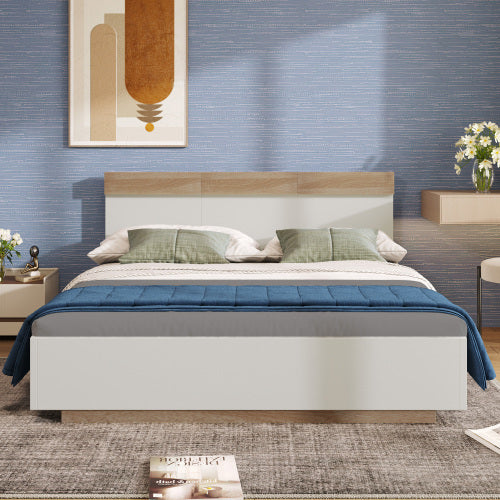 Floating Bed With Headboard In Timber Slatted Frame  Size  140cmx200cm