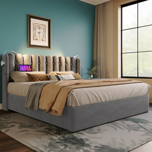 Linen Storage Space Bed Frame With Mattress Size  160cmx200cm