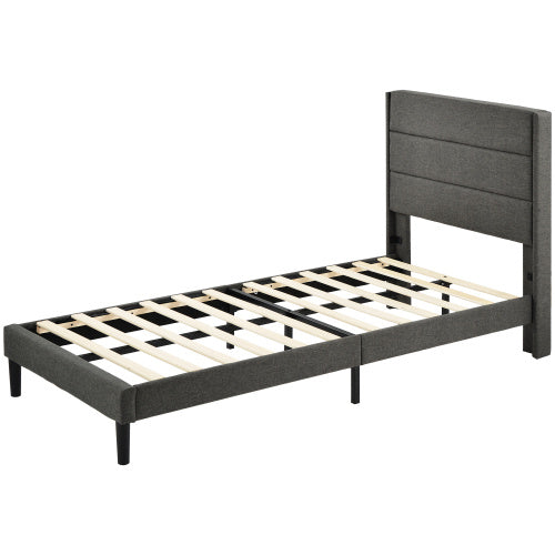 Linen Bed Frame With Slatted Frame