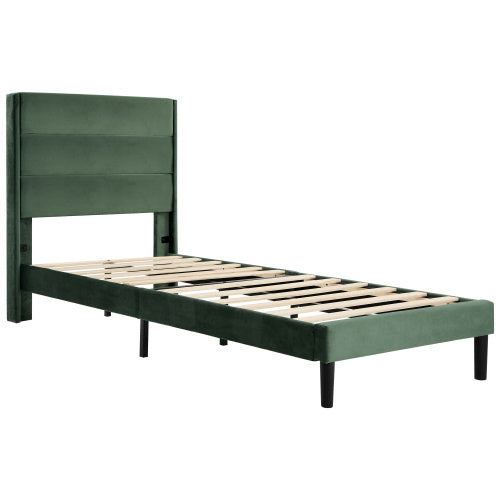 Linen Bed Frame With Slatted Frame
