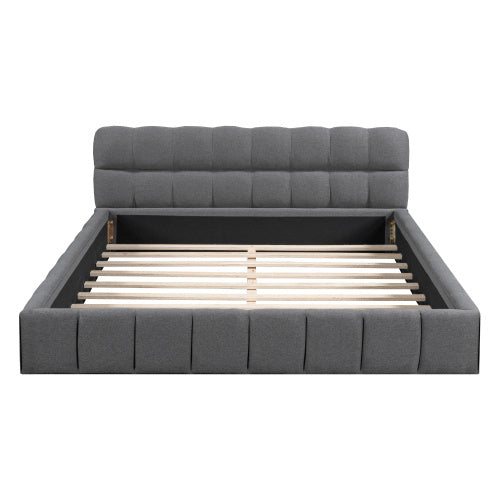 Double Bed With Soft Linen Backrest