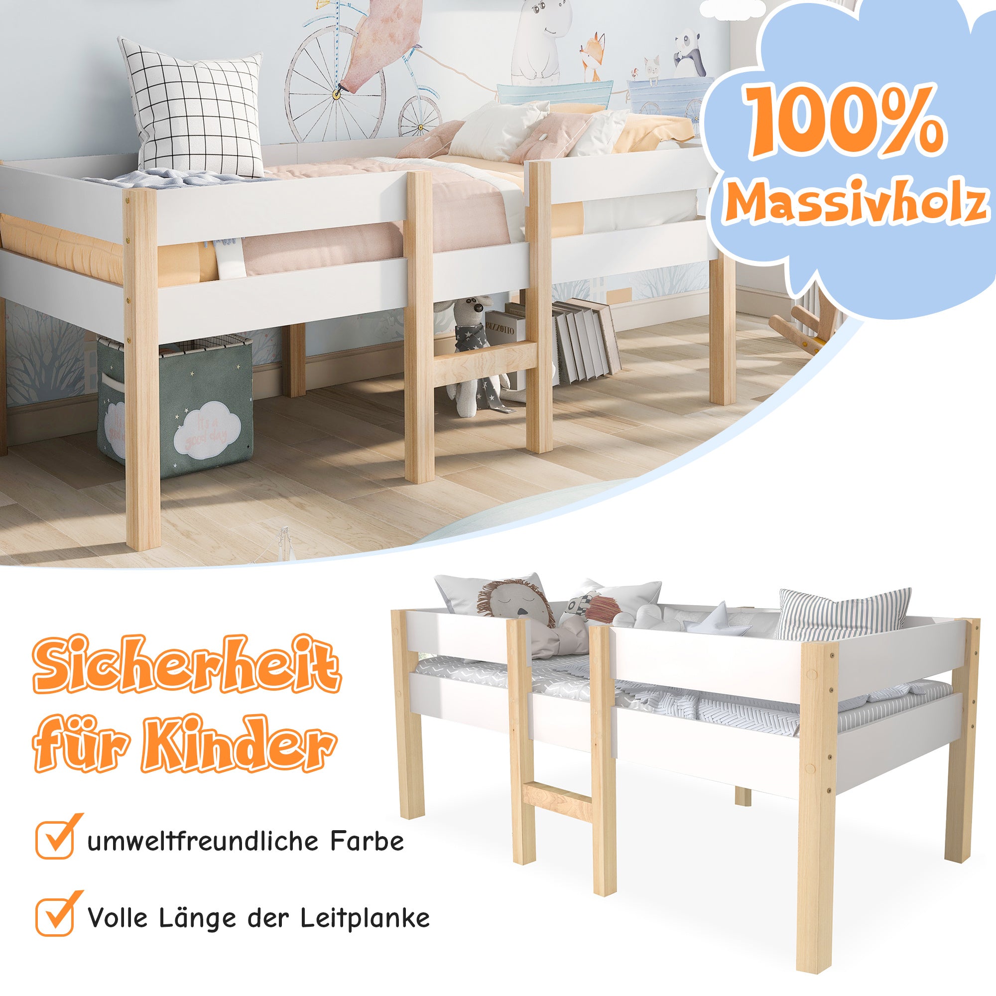 Pine Children's Bed    90cmx200cm