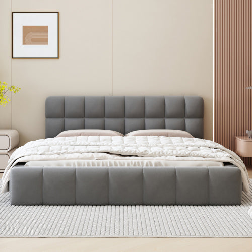 Double Bed With Soft Linen Backrest