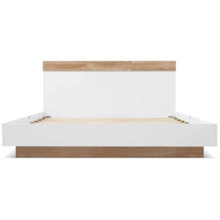 Floating Bed With Headboard In Timber Slatted Frame  Size  180cmx200cm