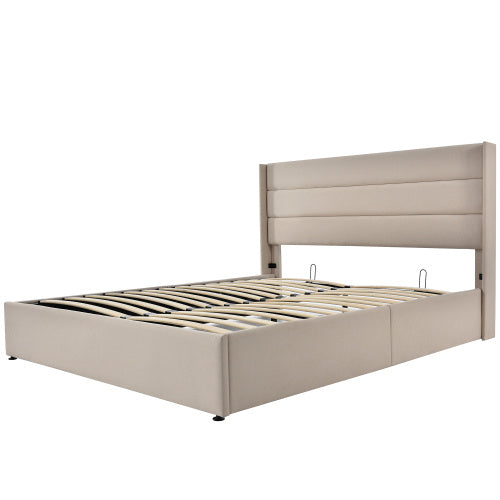 Linen Bed With Metal Frame Panels  140cmx200cm