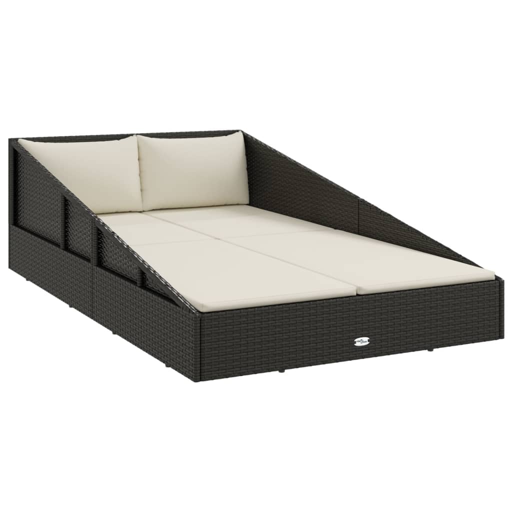 Gartenbett Schwarz 110x200 cm Poly Rattan