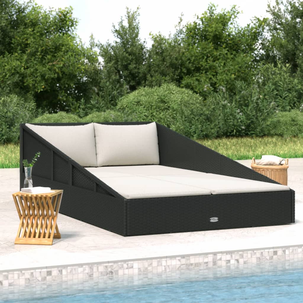 Gartenbett Schwarz 110x200 cm Poly Rattan