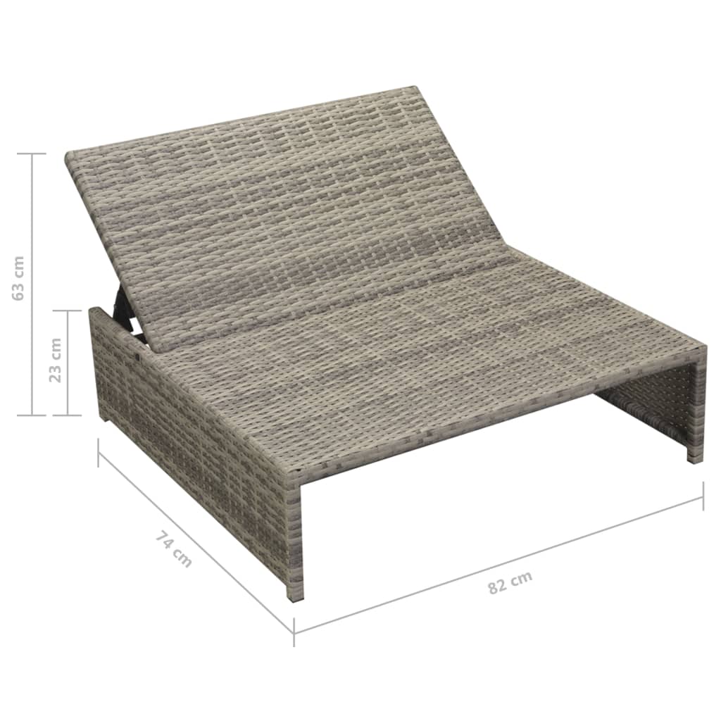 5-piece garden lounge set with cushions poly rattan grey