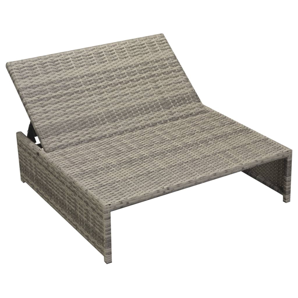 5-piece garden lounge set with cushions poly rattan grey