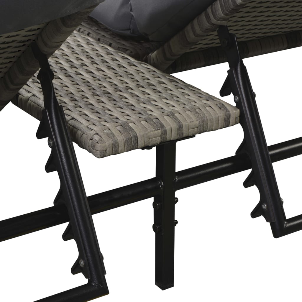 5-piece garden lounge set with cushions poly rattan grey