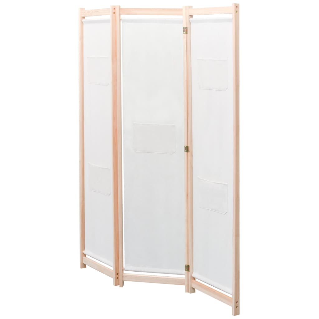 3-teiliger Raumteiler Creme 120 x 170 x 4 cm Stoff