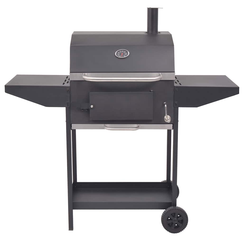Charcoal Grill Smoker with Shelf Black