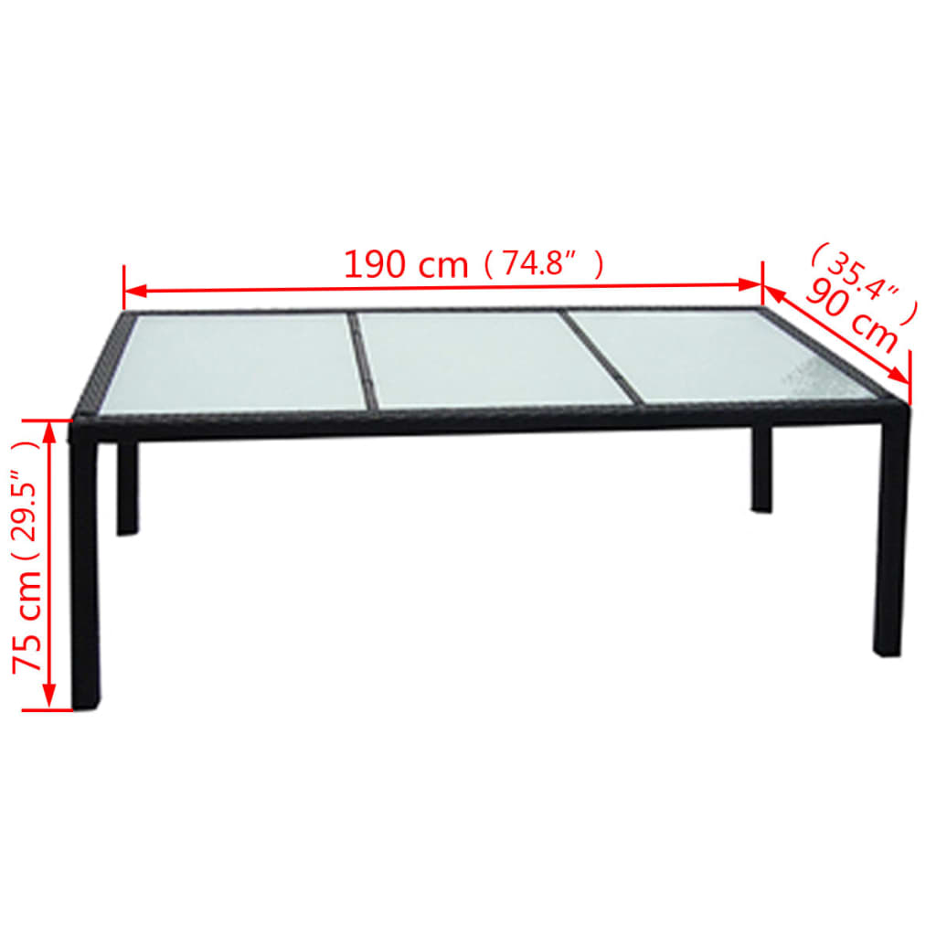 9-piece garden dining set with cushions poly rattan black