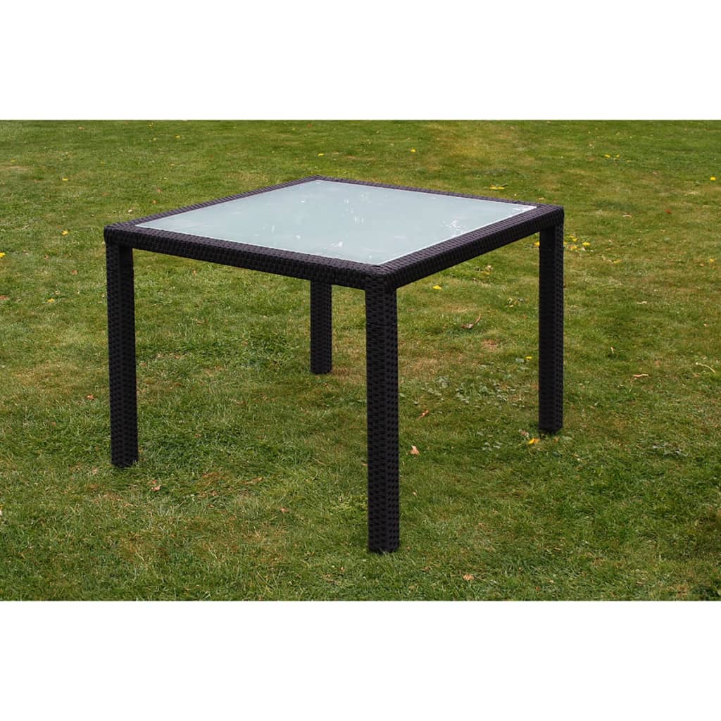 5-piece garden dining set with cushions poly rattan black