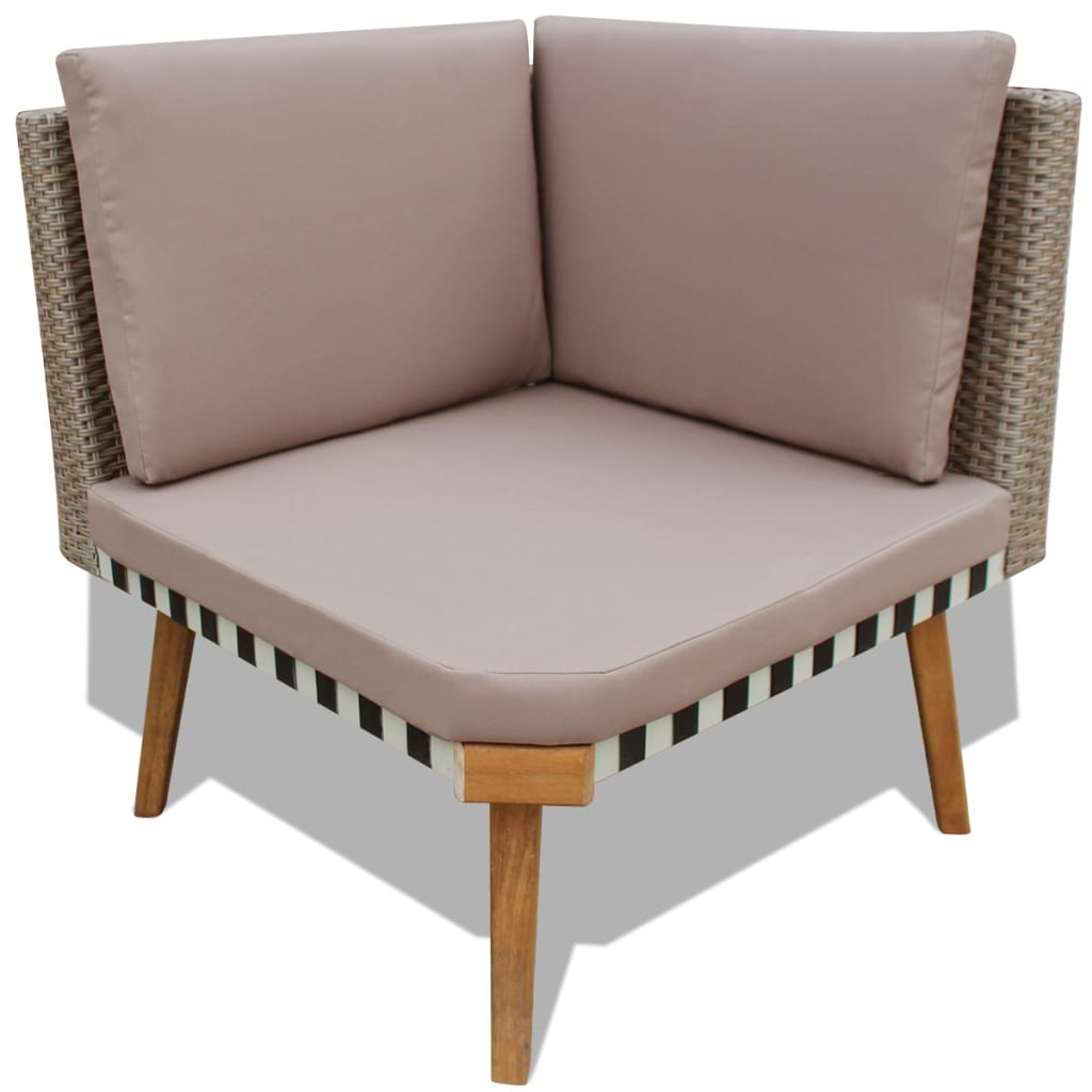 4-piece garden lounge set with cushions poly rattan grey