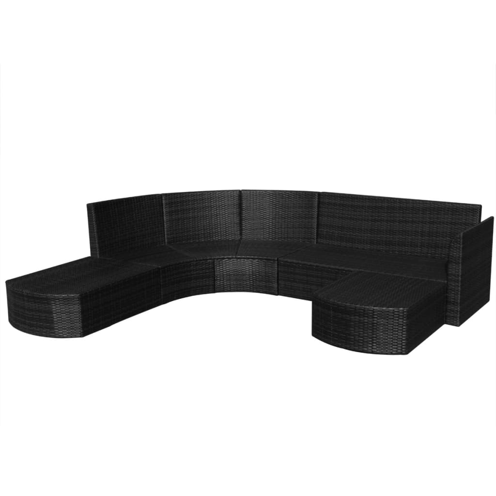 4-piece garden lounge set with cushions poly rattan black
