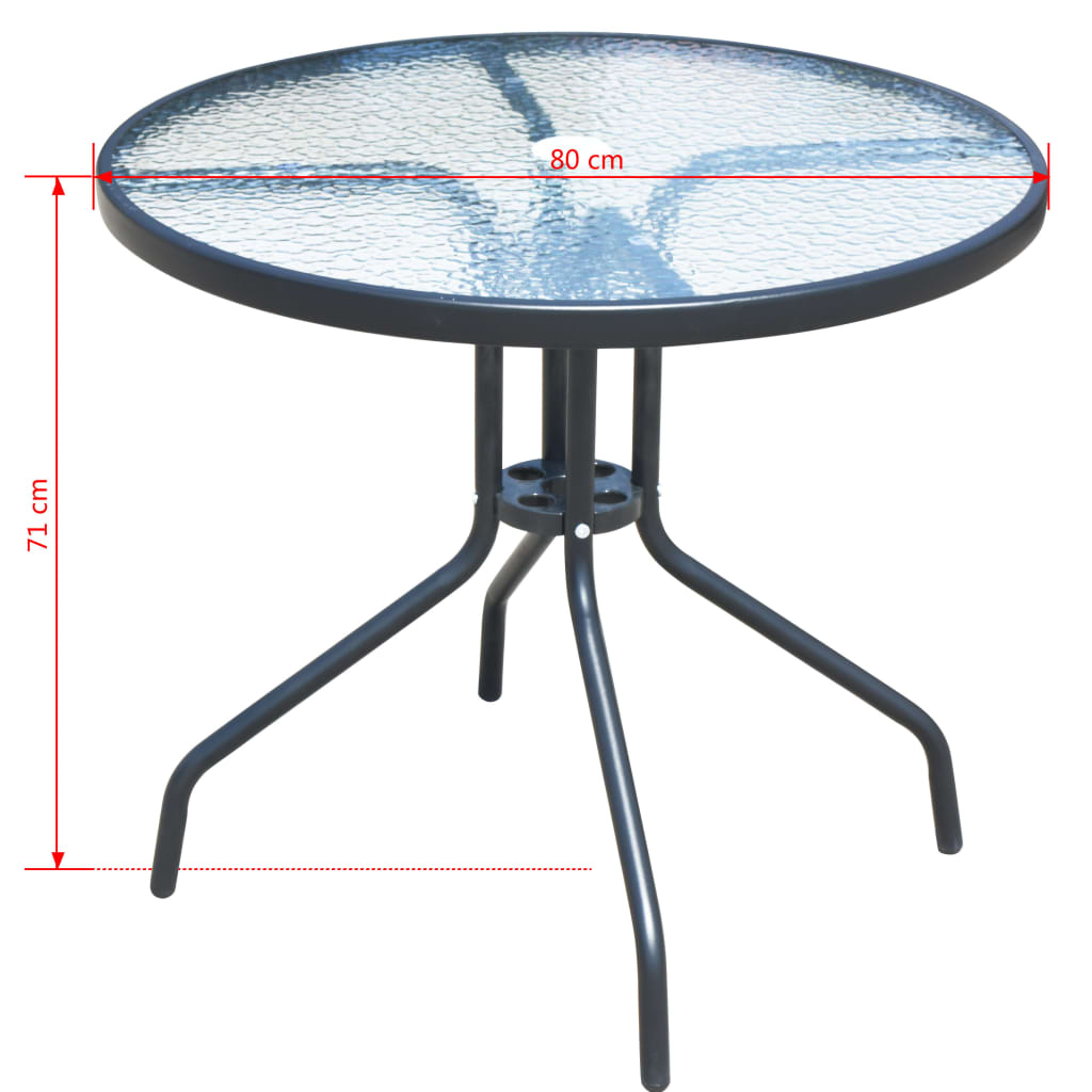 5-piece garden dining set steel black