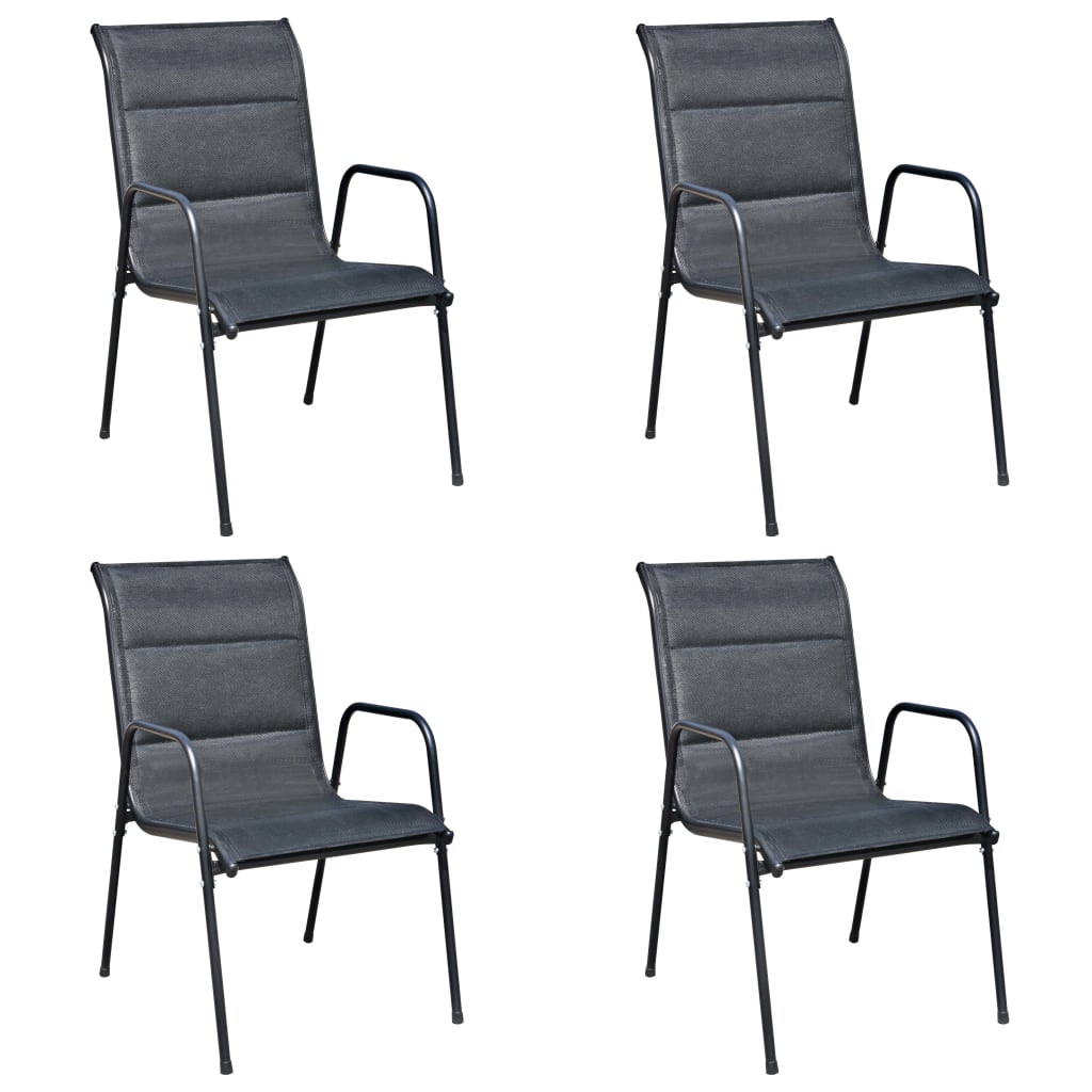 5-piece garden dining set steel black