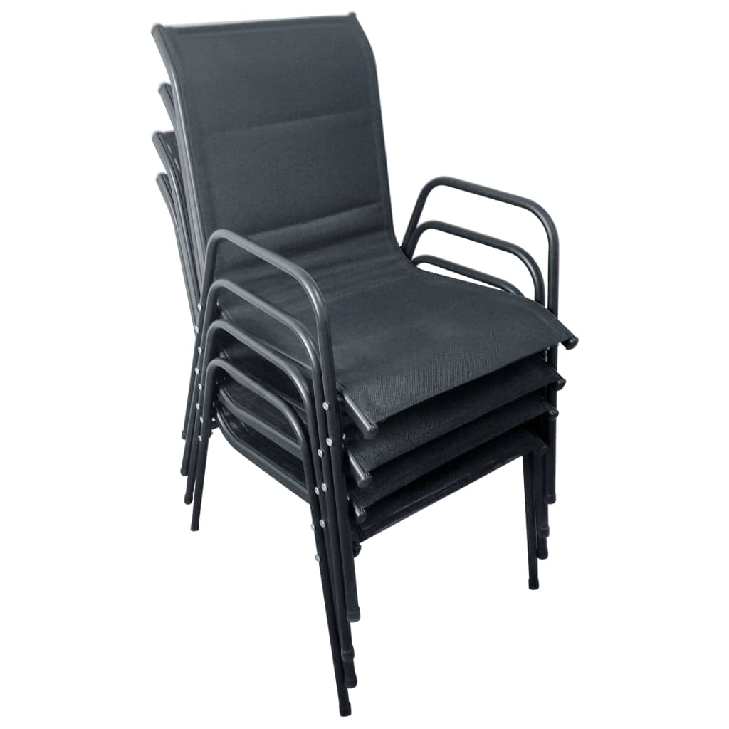 5-piece garden dining set steel black