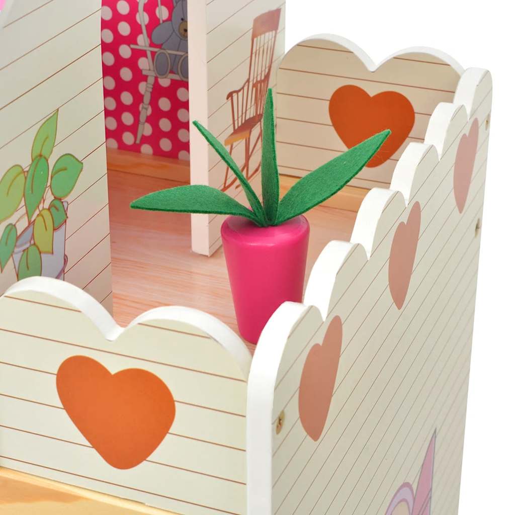3-storey wooden dollhouse 60 x 30 x 90 cm