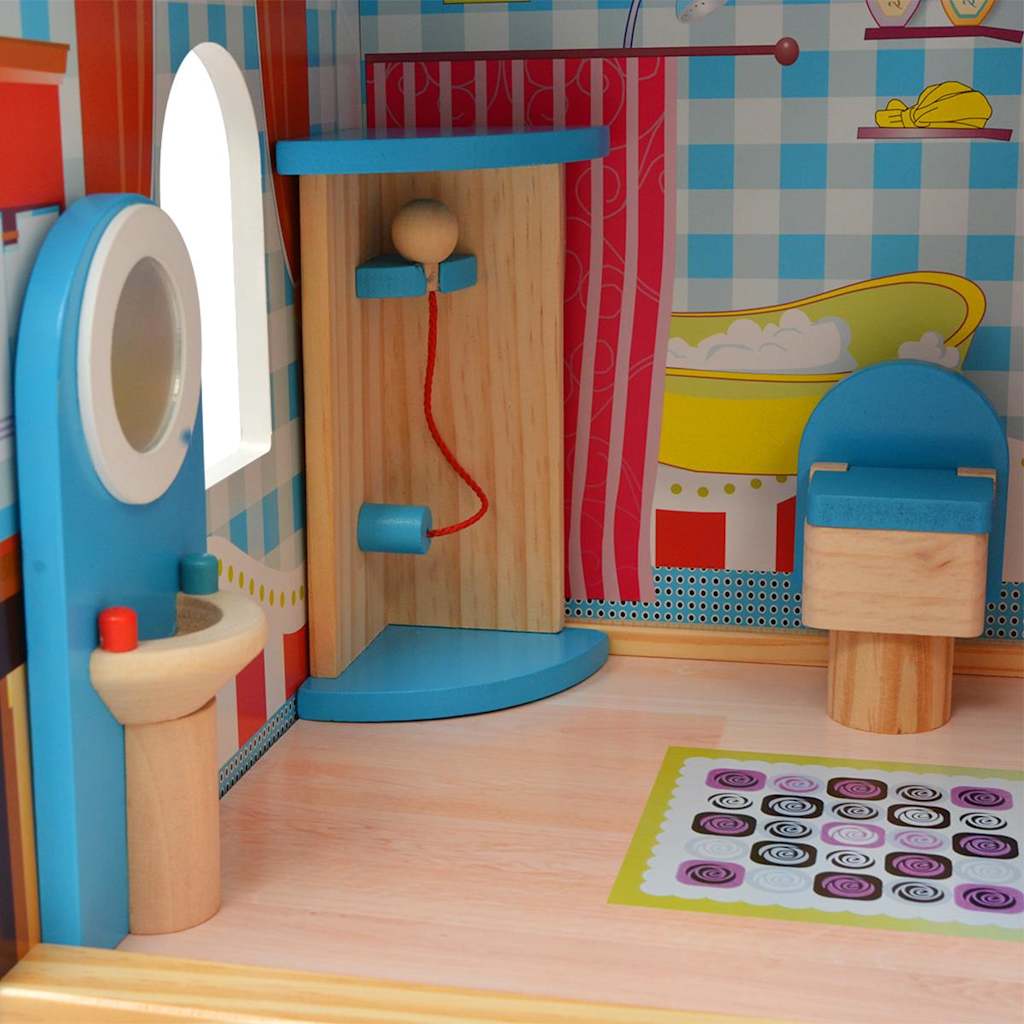 3-storey wooden dollhouse 60 x 30 x 90 cm