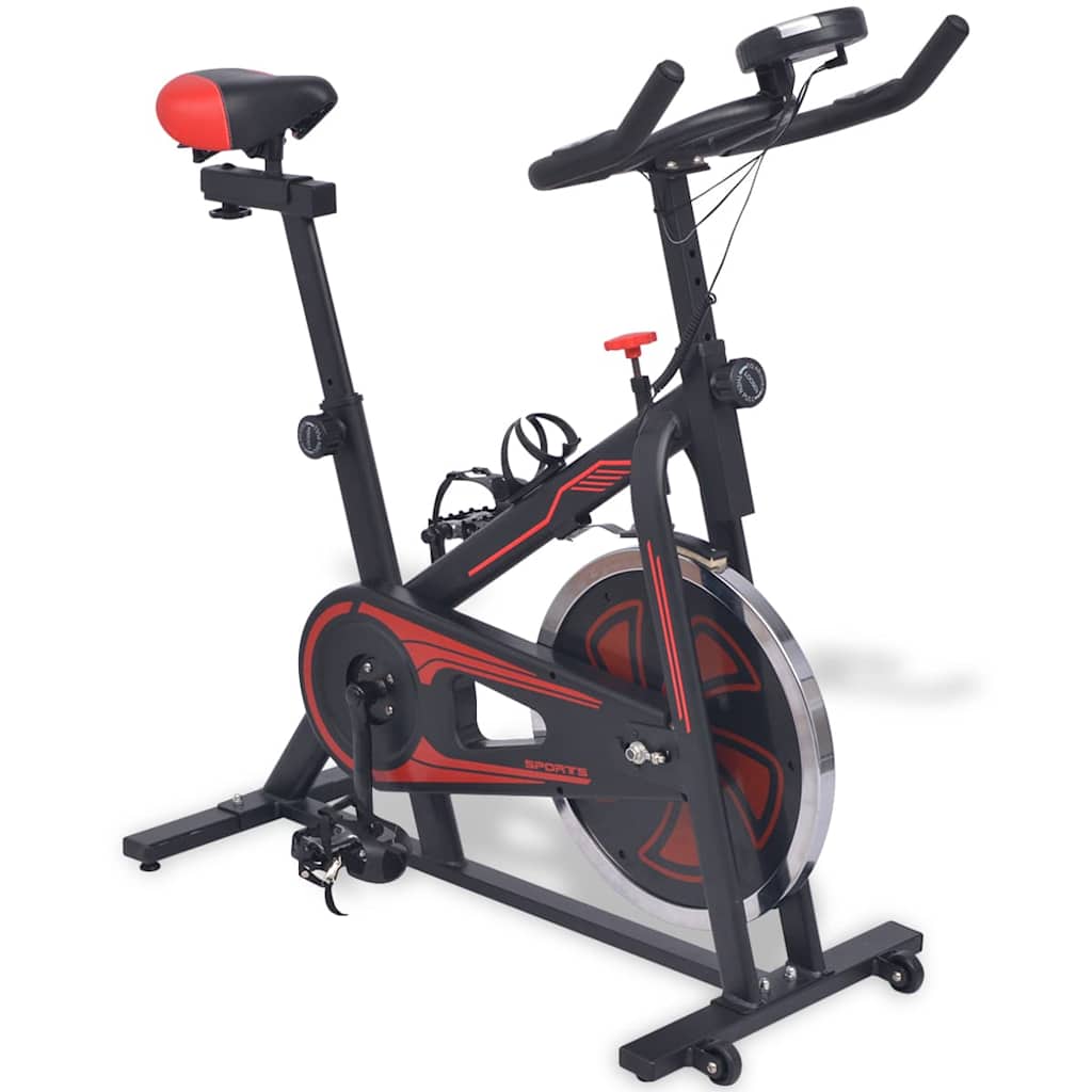 Exercise Bike with Heart Rate Monitor Black and Red
