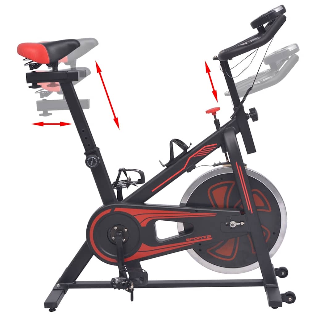 Exercise Bike with Heart Rate Monitor Black and Red