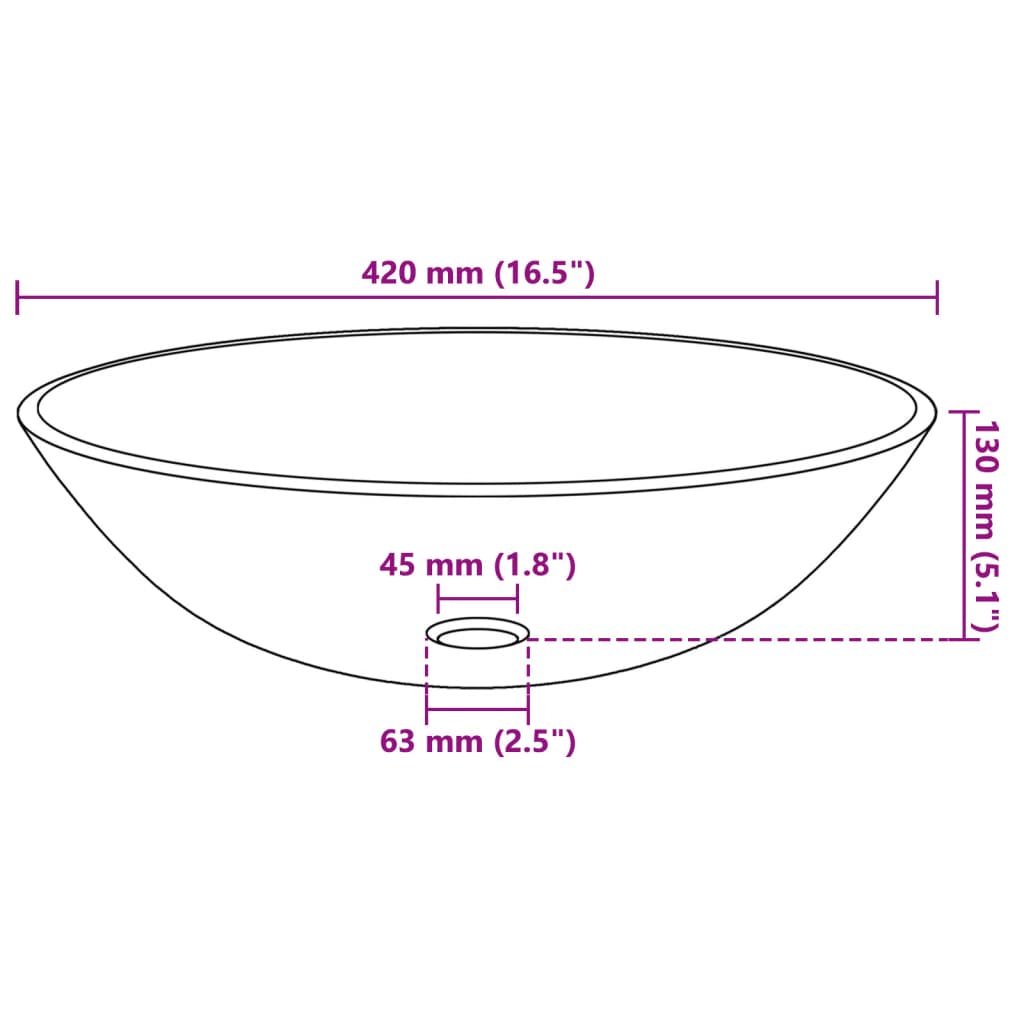 Waschbecken Hartglas 42 cm schwarz