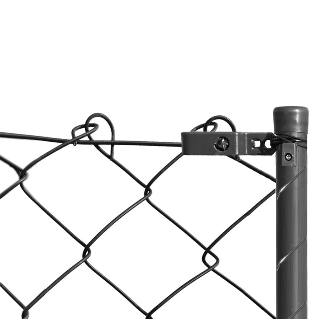 Maschendrahtzaun mit Bodenhülsen 0,8x25 m Grau