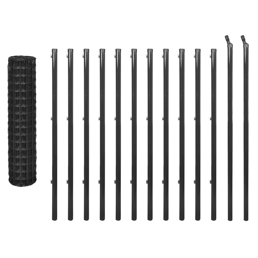 Eurozaun Stahl 25 x 1,2 m Grau