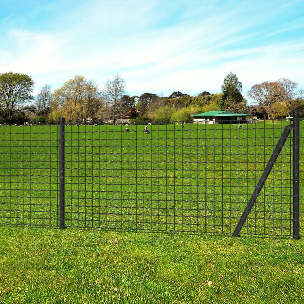 Eurozaun Stahl 25 x 1,2 m Grau