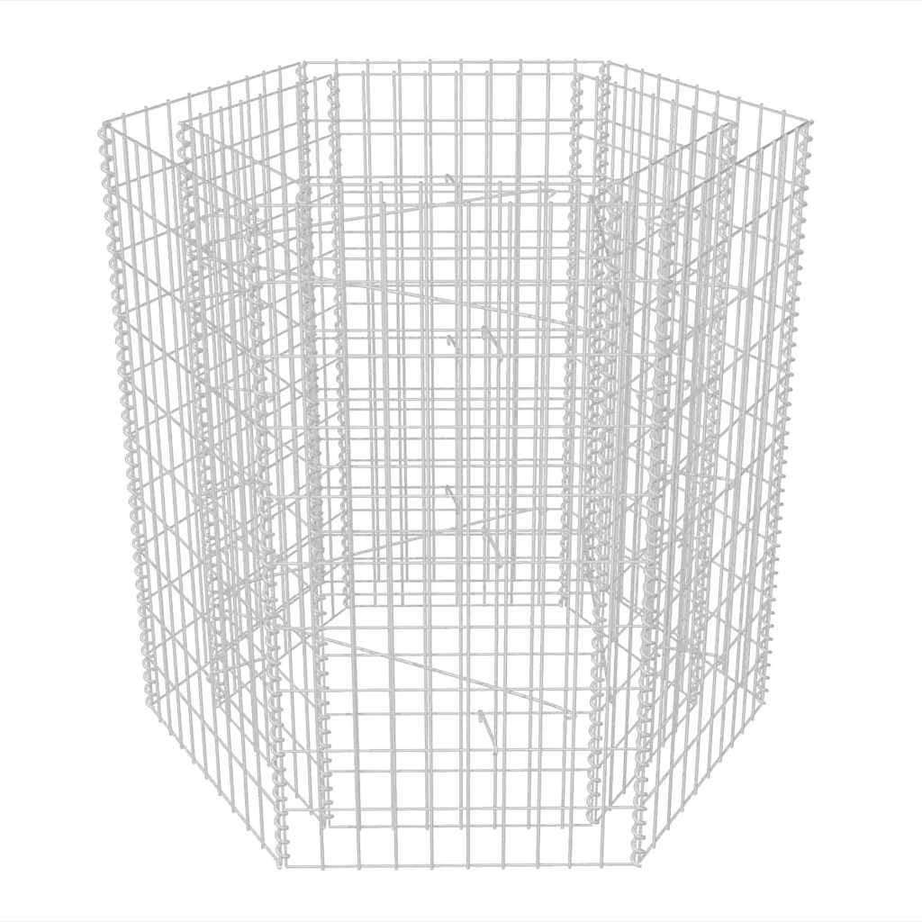 Sechseckiges Gabionen-Hochbeet 100×90×100 cm