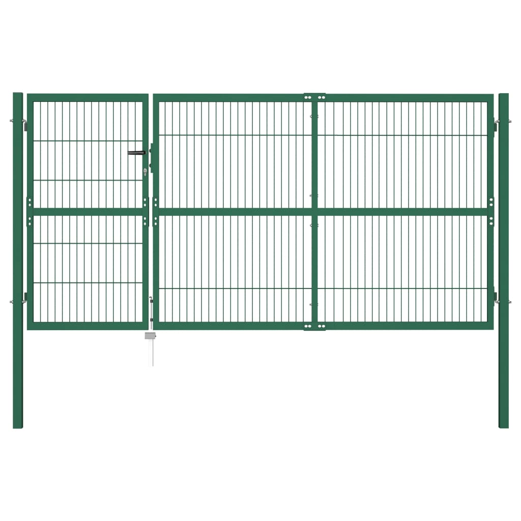 Gartentor mit Pfosten 350 x 140 cm Stahl Grün