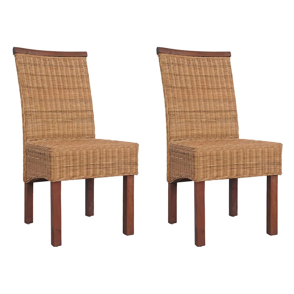 Esszimmerstühle 2 Stk. Braun Natürliches Rattan