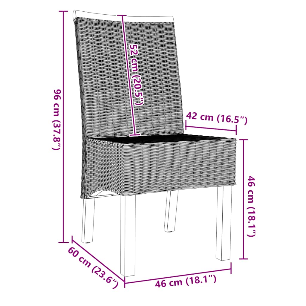Esszimmerstühle 2 Stk. Braun Natürliches Rattan