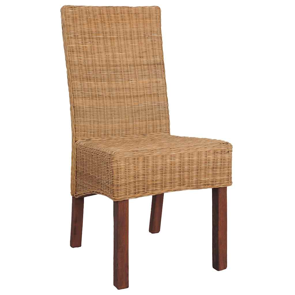 Esszimmerstühle 2 Stk. Braun Natürliches Rattan