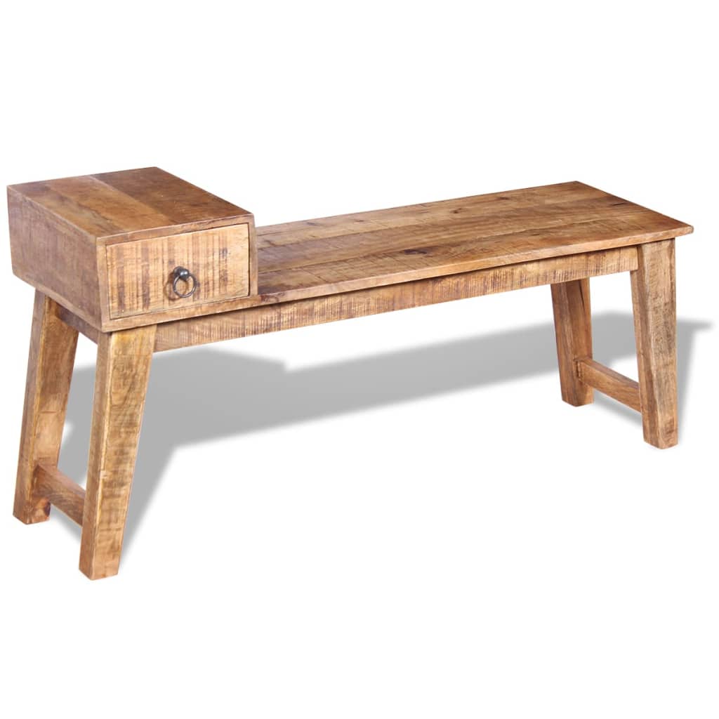 Bench with drawer solid mango wood 120x36x60 cm