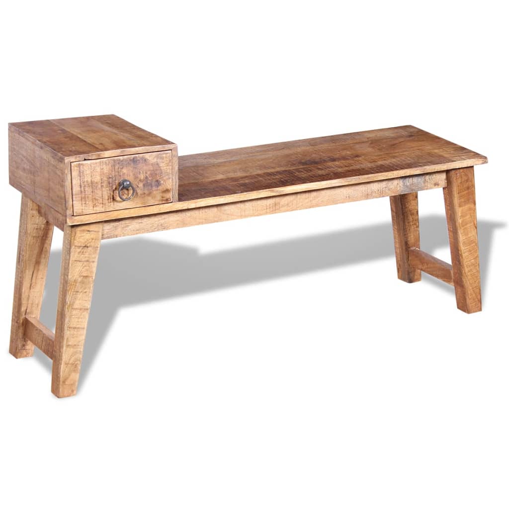 Bench with drawer solid mango wood 120x36x60 cm