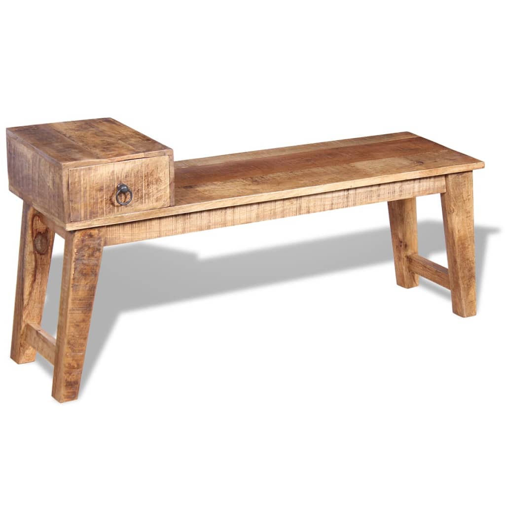 Bench with drawer solid mango wood 120x36x60 cm