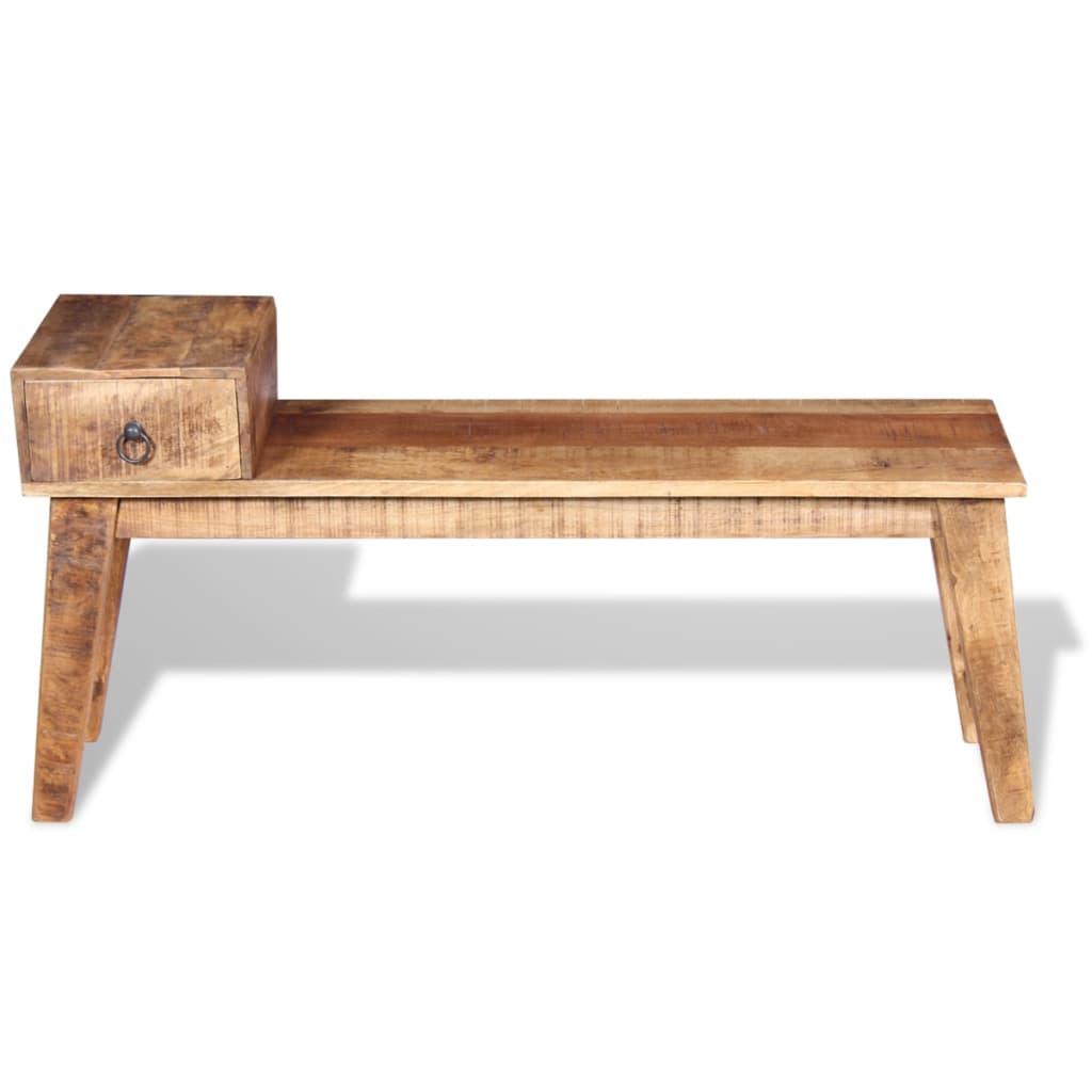 Bench with drawer solid mango wood 120x36x60 cm