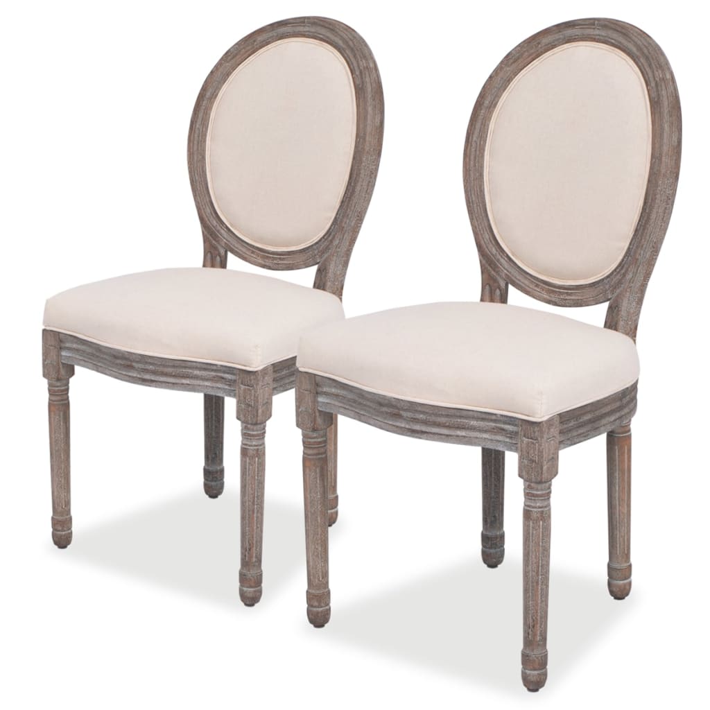 Dining Chairs 2 pcs. Cream Fabric