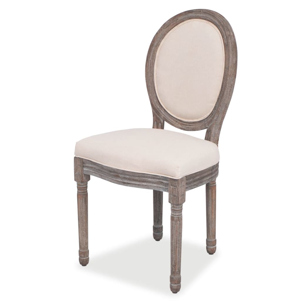 Dining Chairs 2 pcs. Cream Fabric