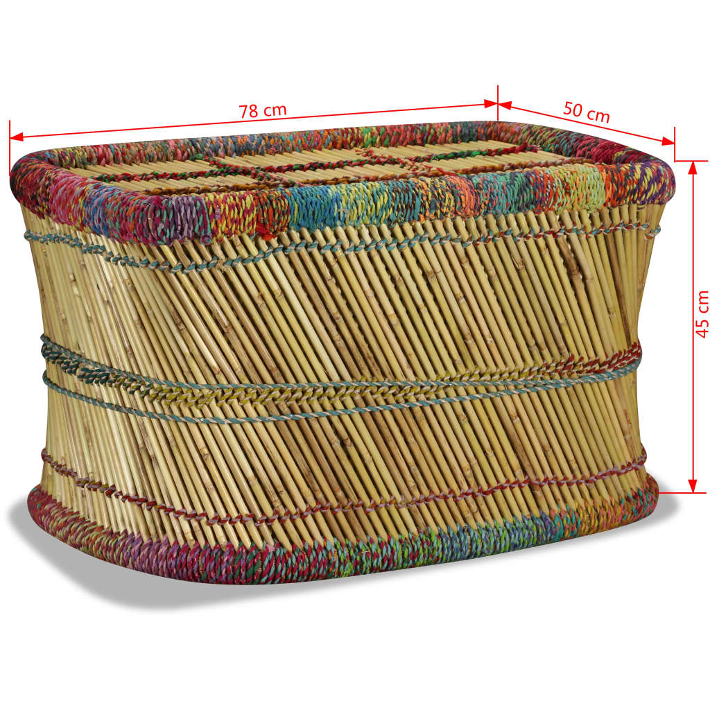 Couchtisch Bambus mit Chindi-Details Mehrfarbig
