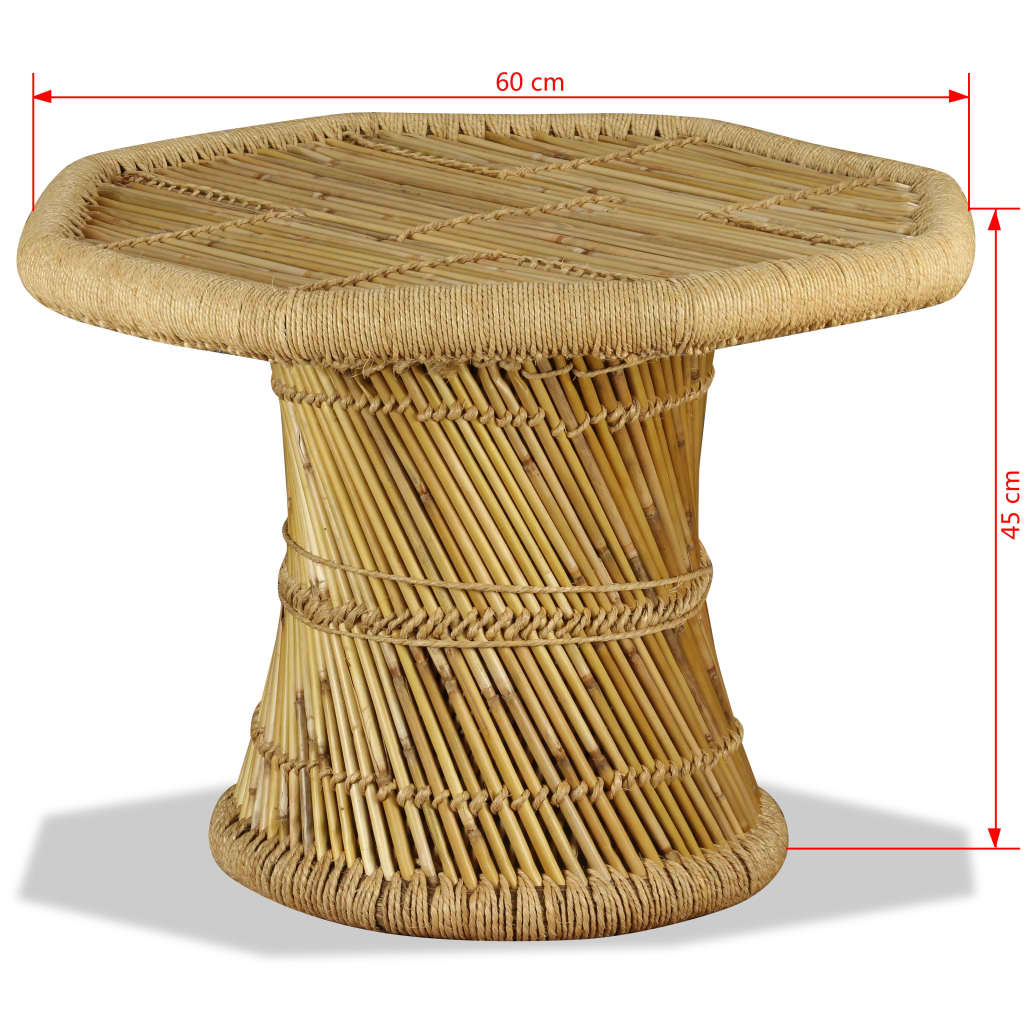 Couchtisch Bambus Achteckig 60x60x45 cm